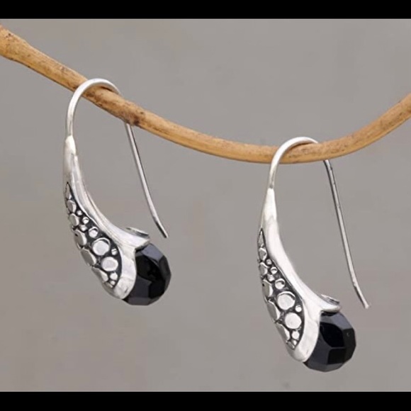 Novica Jewelry - NOVICA - Onyx Sterling Silver Drop Earrings